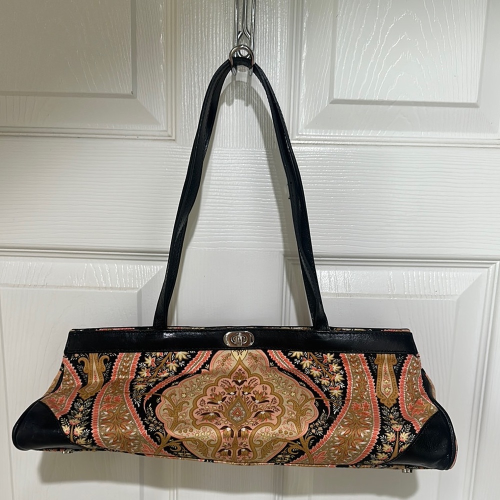 Y2K ECHO shoulder bag clutch clasp closure silk lining leather accents. NWOT